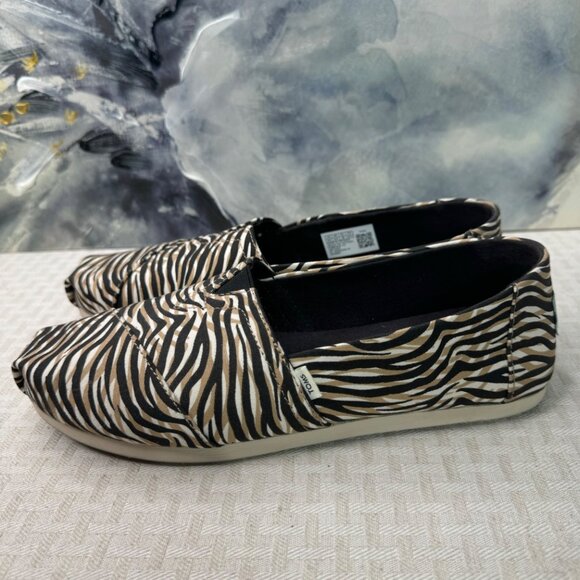 Toms Womens Size 8.5 Alpargata Espadrille Animal Print Slip-On Casual Flats - Picture 2 of 8